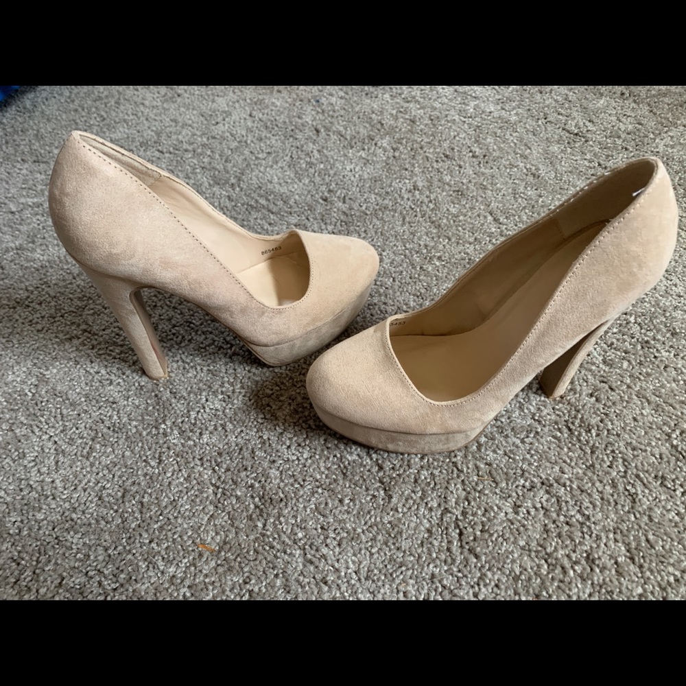 Charlotte Russe Beige 5in Suede Heels